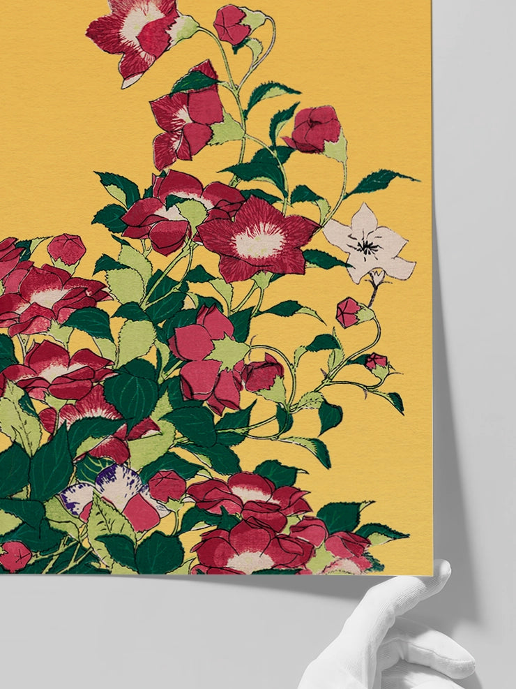 Hokusai Dragonfly and Bellflower posterinin detaylarını gösteren görsel