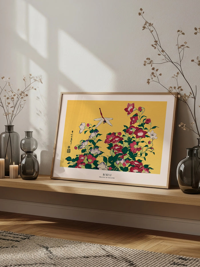 Hokusai Dragonfly and Bellflower tablo