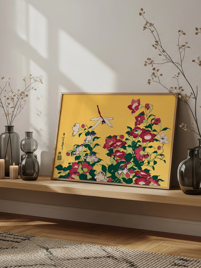 Hokusai Dragonfly and Bellflower tablo