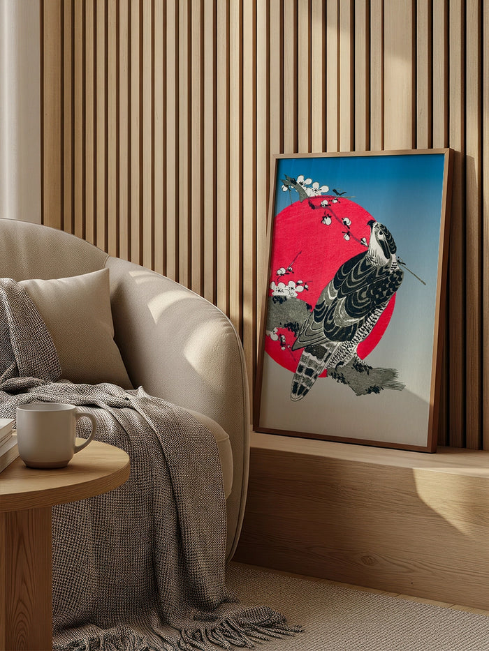 Hokusai, Hawk and Rising Sun - Art Print Poster