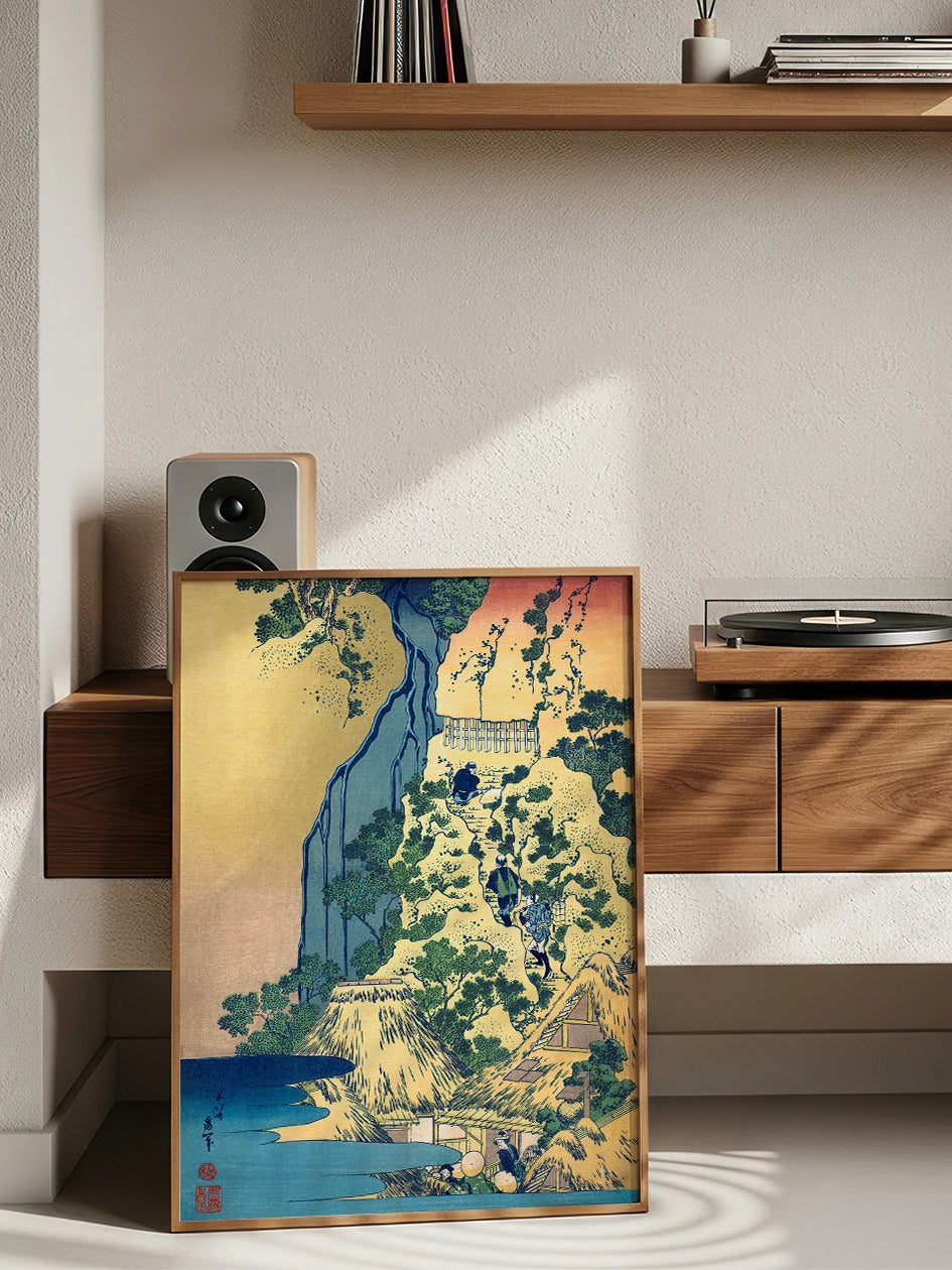Hokusai, Kiyotaki Kannon Waterfall - Art Print Poster