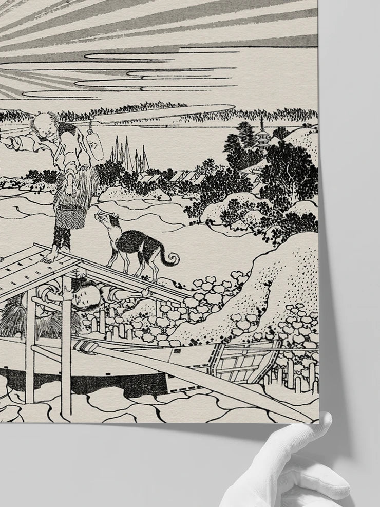 Hokusai, Mirror Stand Fuji Sketch - Art Print Poster