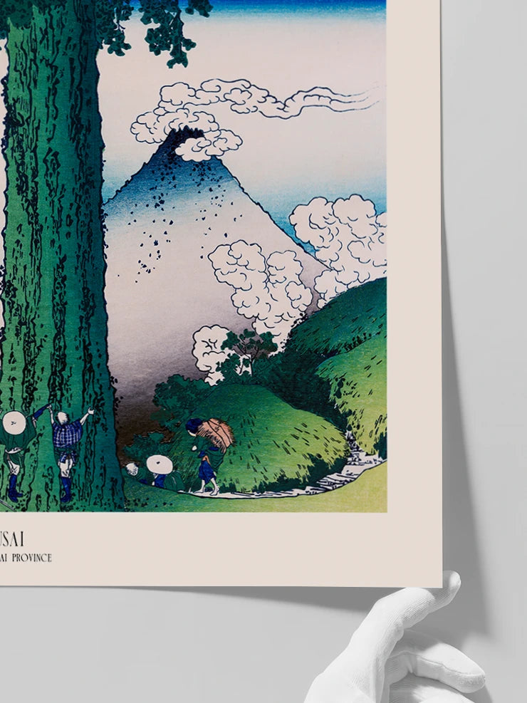 Hokusai, Mishima Pass in Kai Province - Art Print Poster