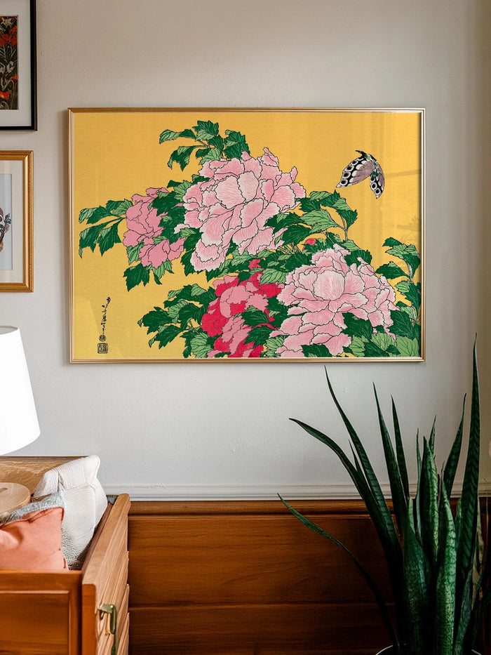Hokusai Peonies and Butterfly tablo