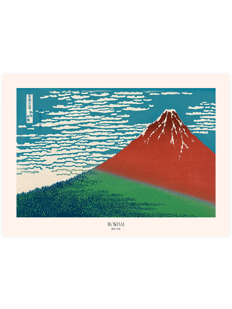 Hokusai, Red Fuji - Art Print Ünlü Ressamlar Poster