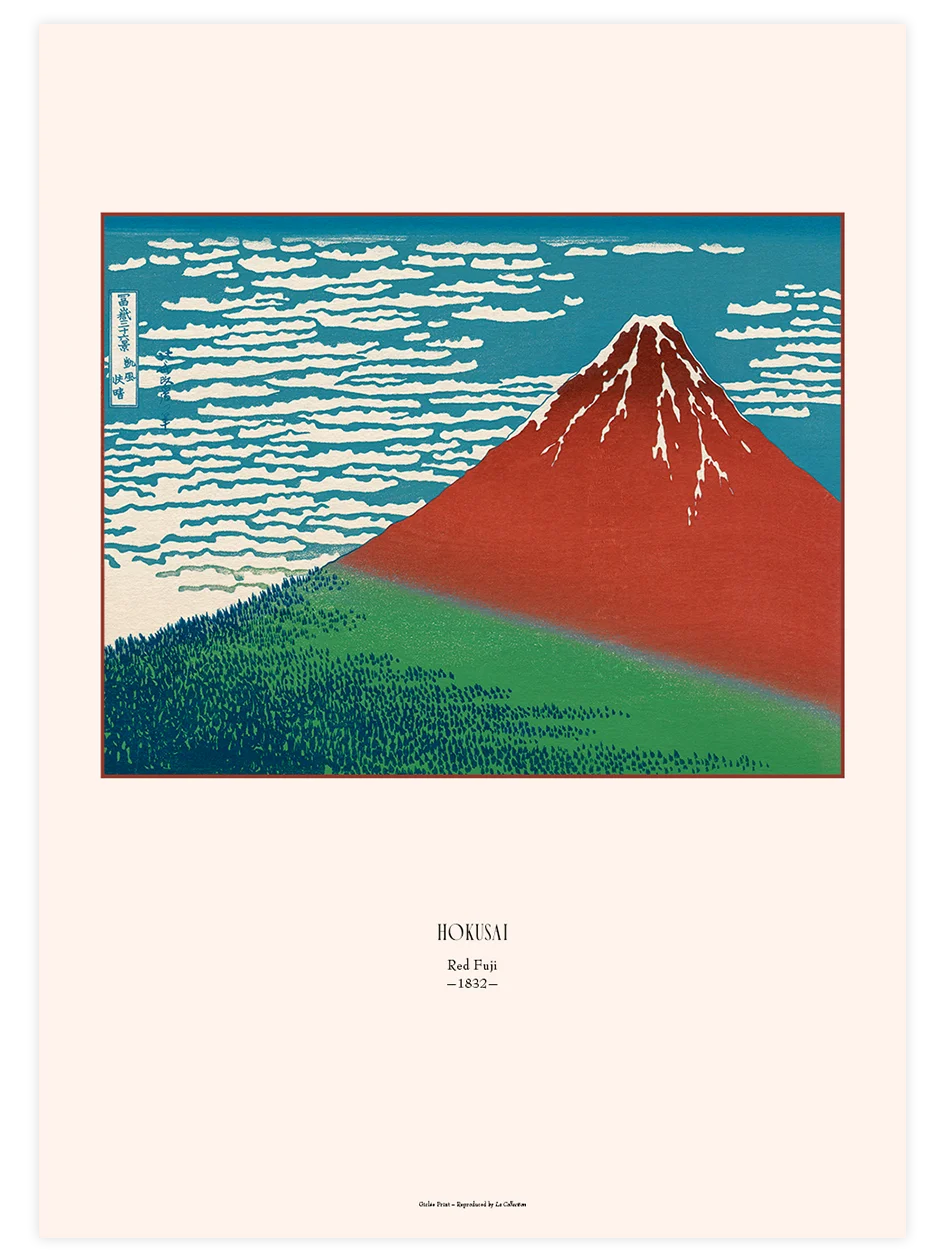 Hokusai, Red Fuji - Art Print Ünlü Ressamlar Poster