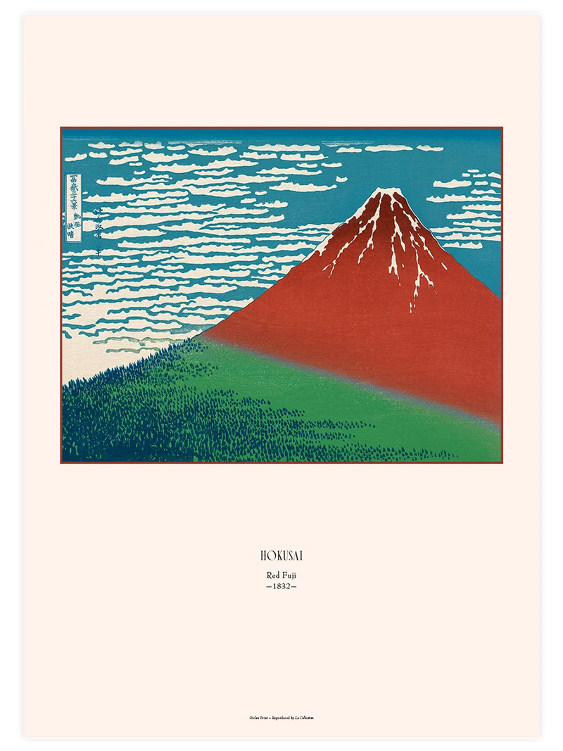 Hokusai, Red Fuji - Art Print Ünlü Ressamlar Poster