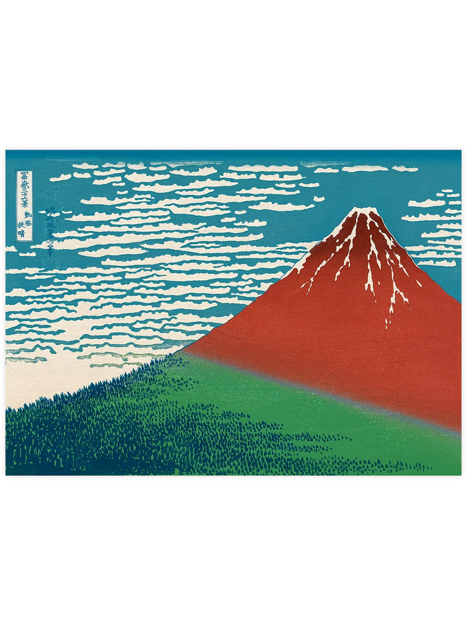 Hokusai, Red Fuji - Art Print Ünlü Ressamlar Poster