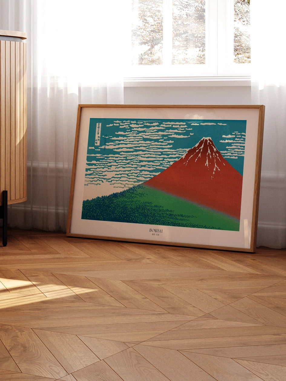 Hokusai, Red Fuji - Art Print Poster