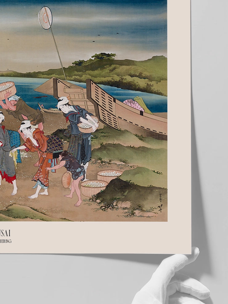 Hokusai, Shell Gathering - Art Print Poster