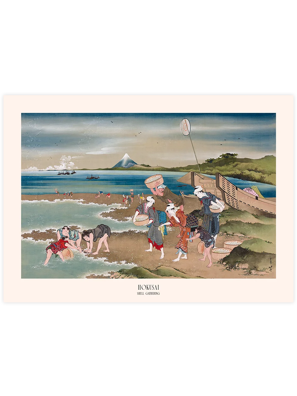 Hokusai, Shell Gathering - Art Print Ünlü Ressamlar Poster