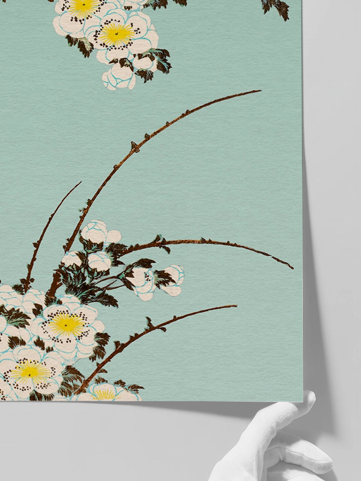 Hokusai Shiraume posterinin detaylarını gösteren görsel