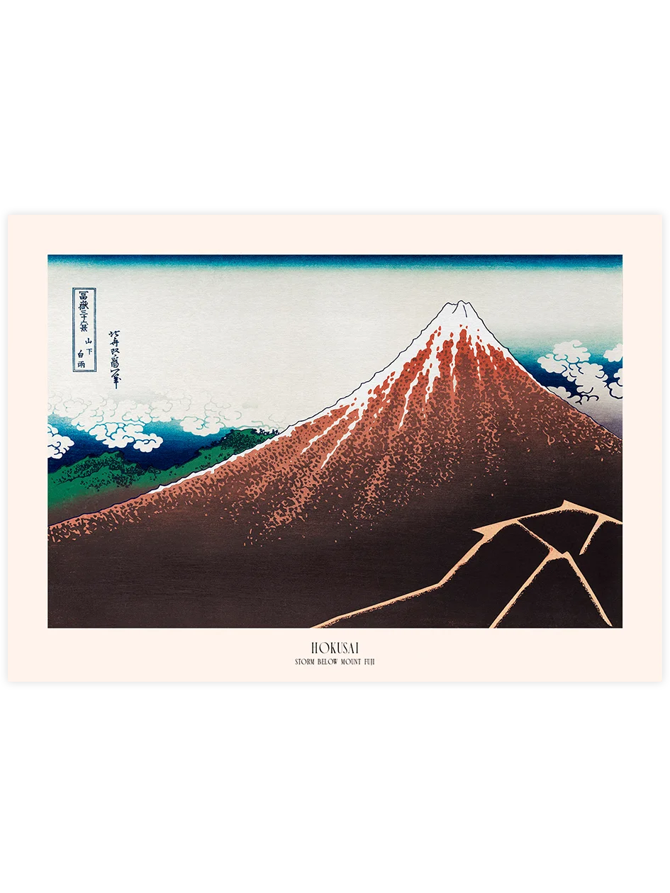 Hokusai, Storm below Mount Fuji - Art Print Ünlü Ressamlar Poster