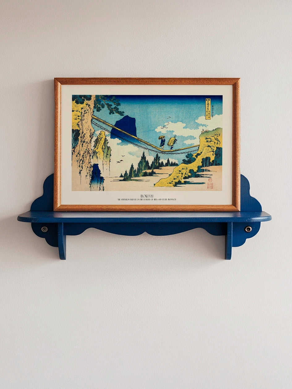 Hokusai, The Suspension Bridge on the Border of Hida - Art Print Poster
