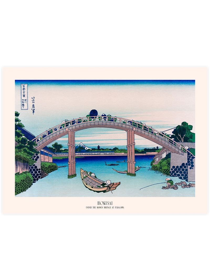 Hokusai, Under the Mawen Bridge at Fukagawa - Art Print Ünlü Ressamlar Poster