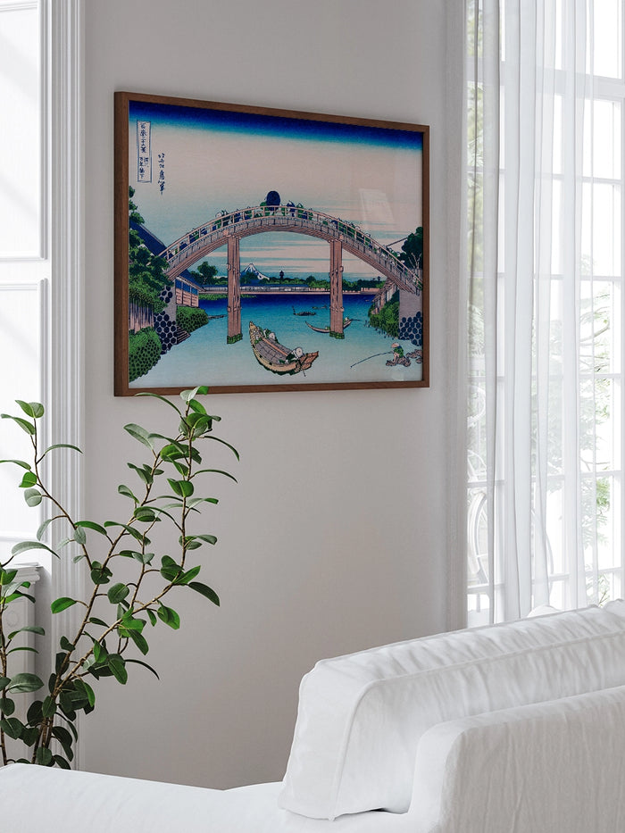 Hokusai, Under the Mawen Bridge at Fukagawa - Art Print Poster