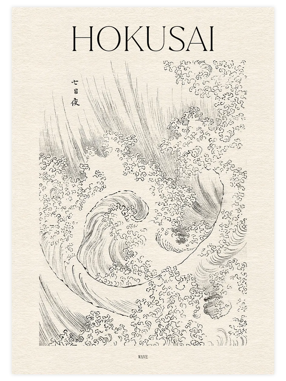 Hokusai, Wave Sketch - Art Print Ünlü Ressamlar Poster