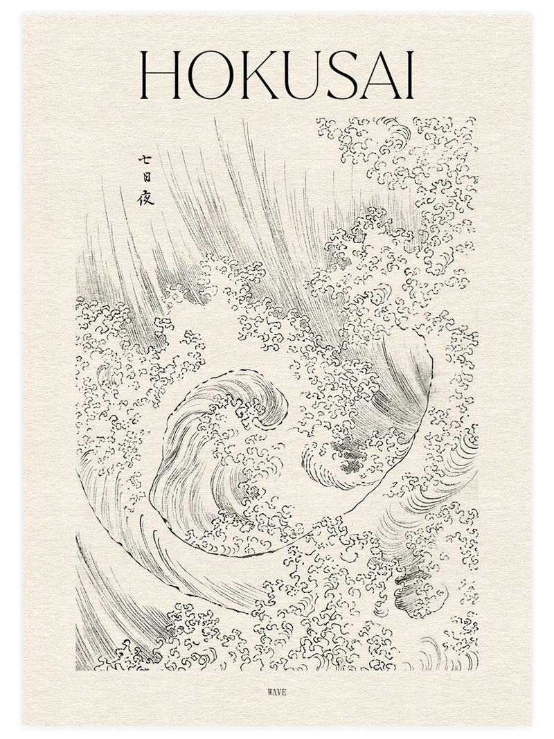 Hokusai, Wave Sketch - Art Print Ünlü Ressamlar Poster