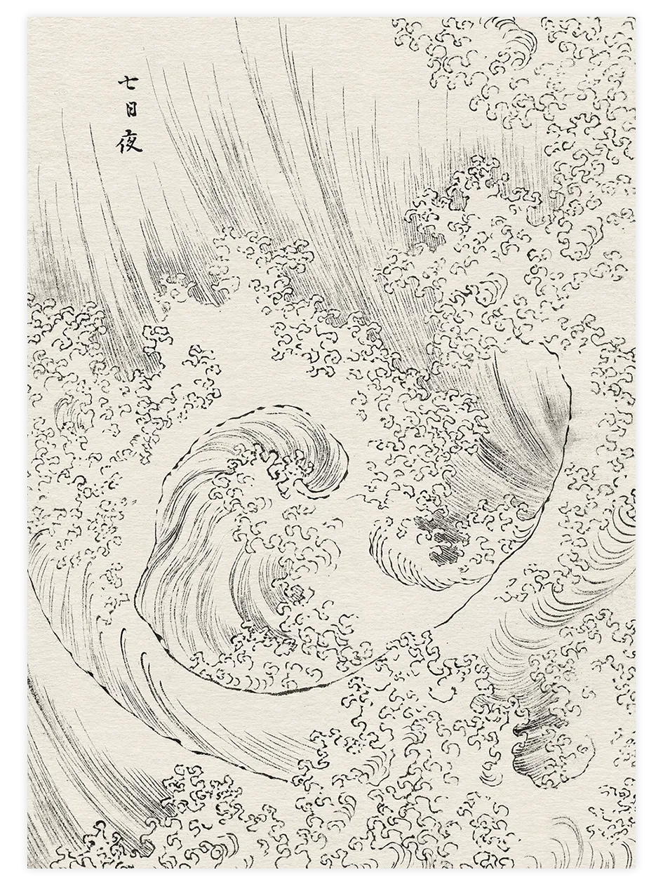 Hokusai, Wave Sketch - Art Print Ünlü Ressamlar Poster