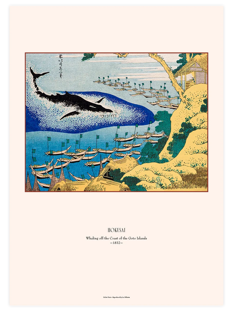 Hokusai, Whaling off the Coast - Art Print Ünlü Ressamlar Poster