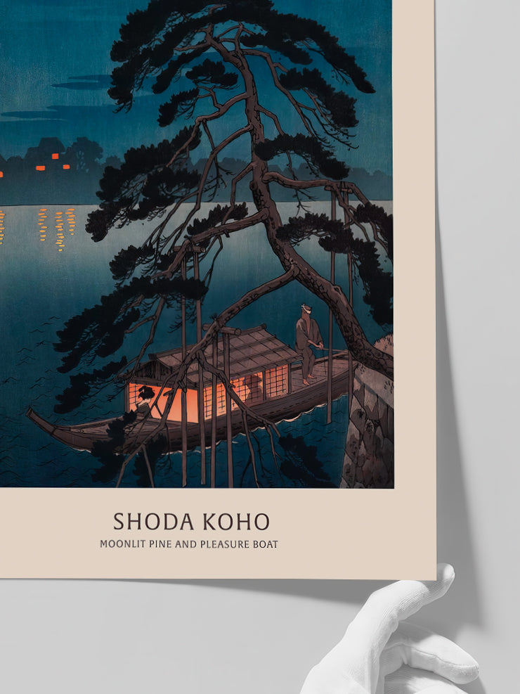 Koho Shoda Moonlit Pine & Pleasure Boat - Art Print Poster