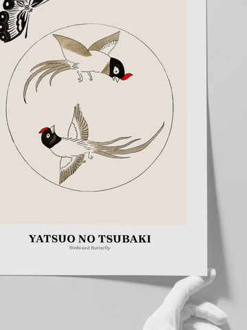 Yatsuo No Tsubaki Birds And Butterfly - Art Print Yatsuo No Tsubaki Birds And Butterfly - Art Print