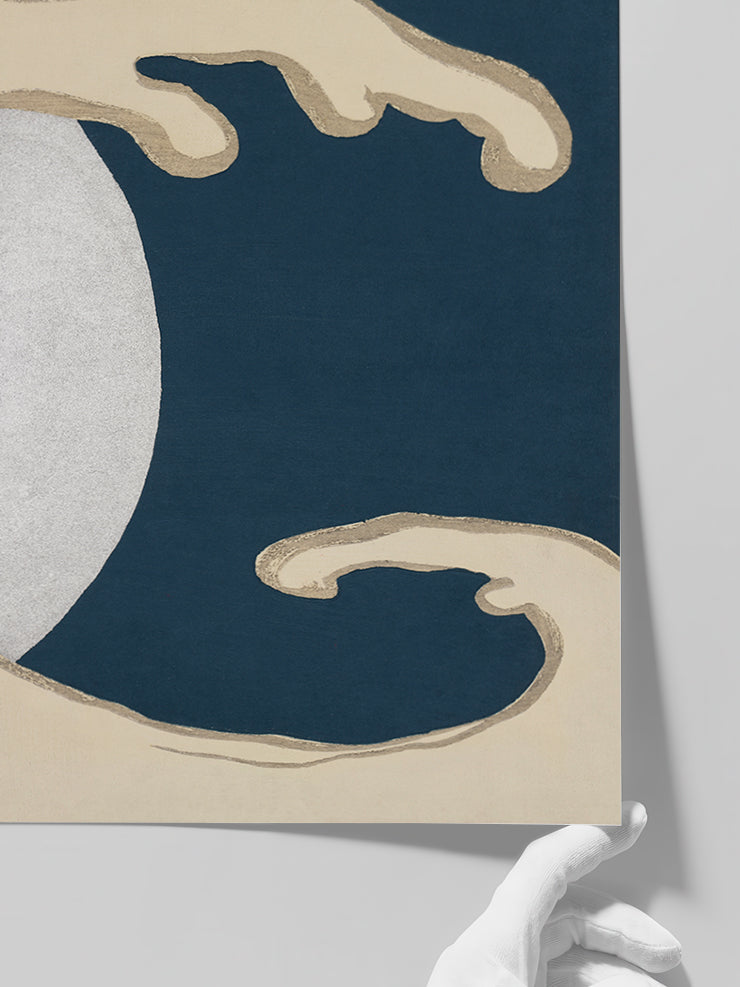 Kamisaka Sekka Waves and Sun from Momoyogusa - Art Print Poster