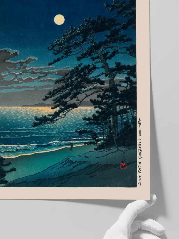 Kawase Spring Moon at Ninomiya Beach - Art Print Poster