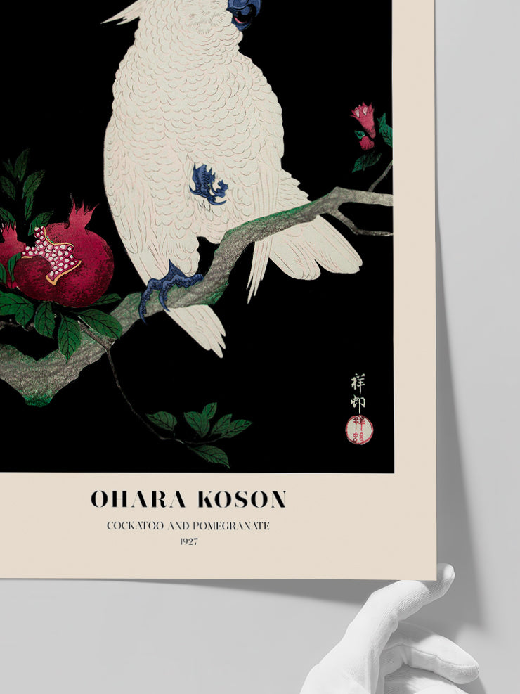 Ohara Koson Cockatoo and Pomegranate - Art Print Poster
