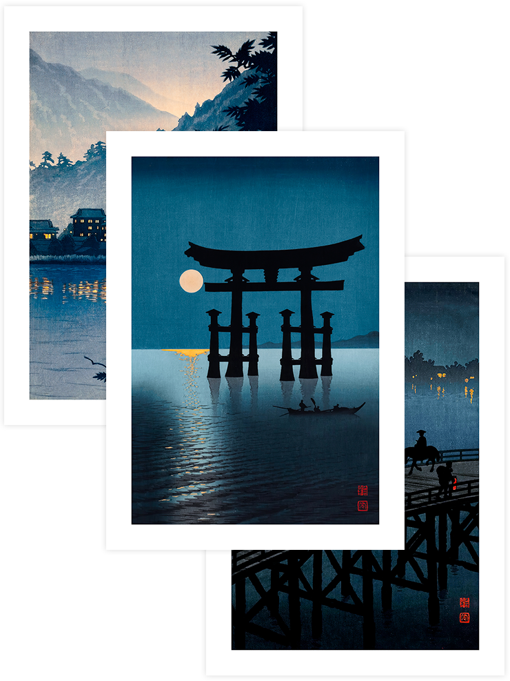 Shoda & Kawase Night Scenes - Poster Seti Trio Ünlü Ressamlar Poster