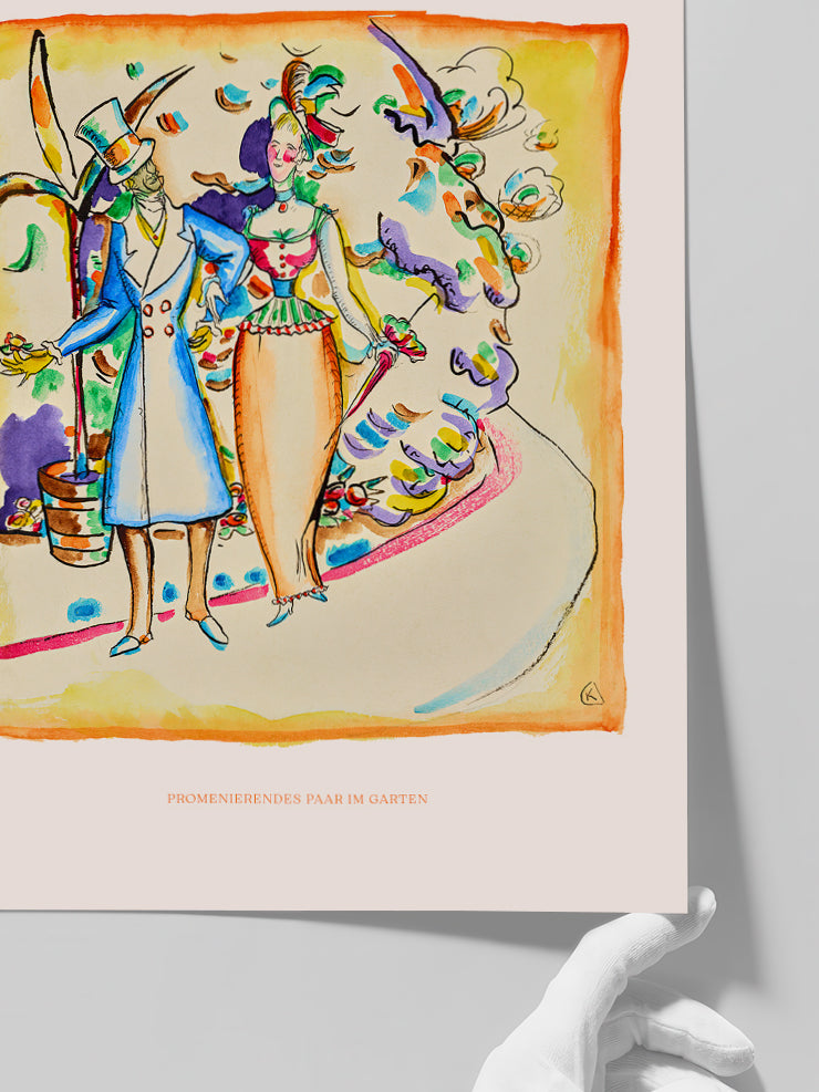 Kandinsky Couple Strolling in the Garden - Art Print Poster