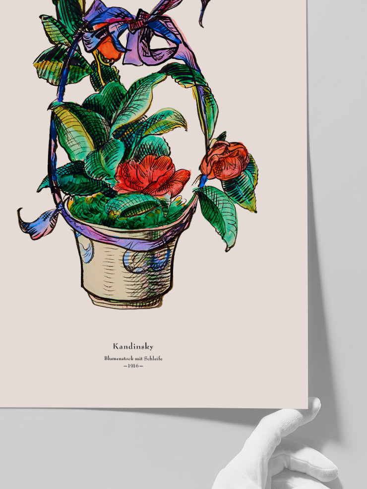 Kandinsky Flower Basket with Bow - Art Print Poster