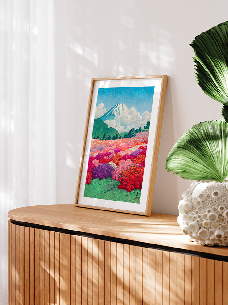 Kawase Mount Fuji from an Azalea Garden - Art Print Poster