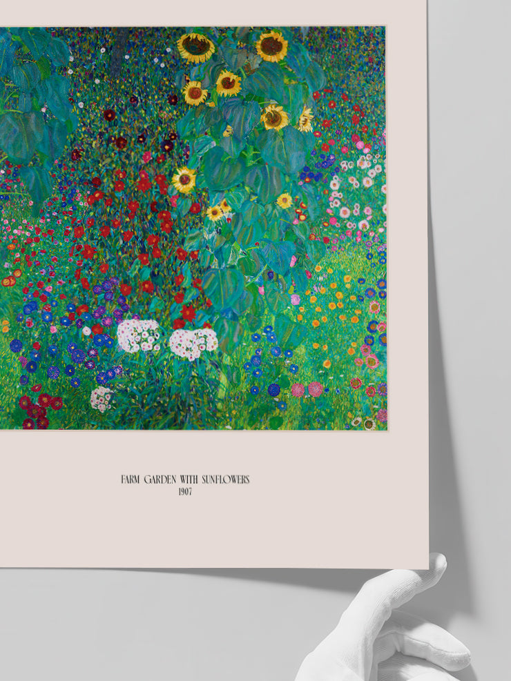 Klimt Farm Garden with Sunflowers - Art Print Poster