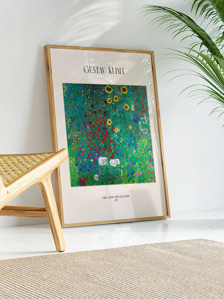 Klimt Farm Garden with Sunflowers - Art Print Poster