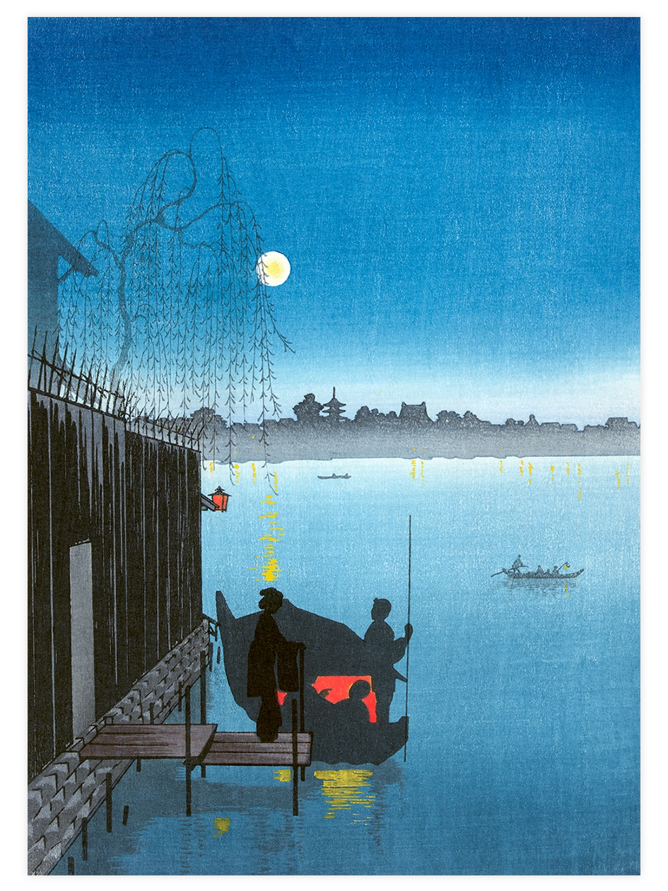 Kobayashi, Evening Cool on the Sumida River - Art Print Ünlü Ressamlar Poster