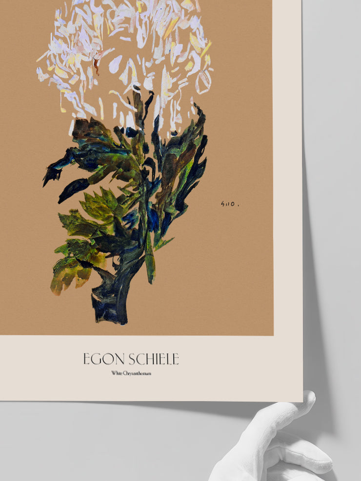 Egon Schiele White Chrysanthemum - Art Print Poster