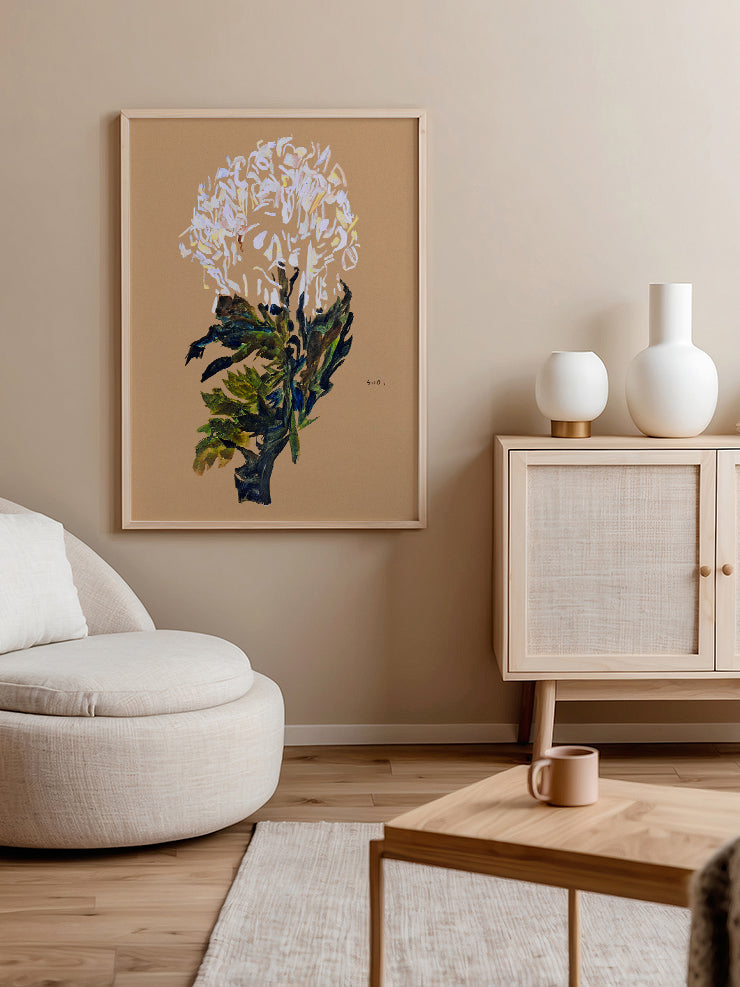 Egon Schiele White Chrysanthemum - Art Print Poster