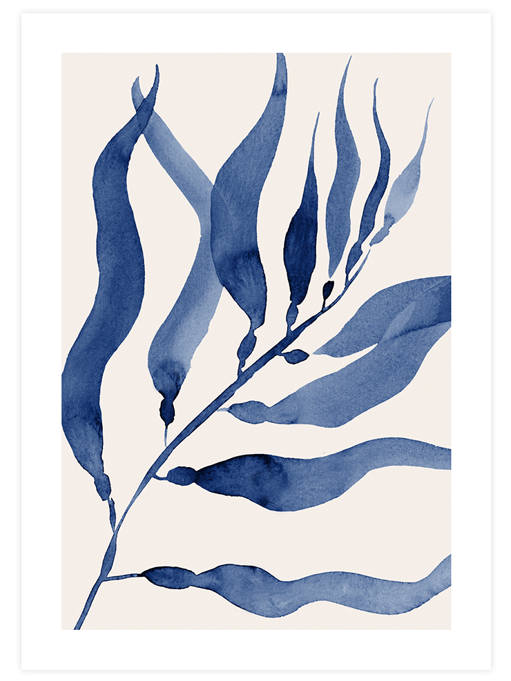 Blue Leaves - Art Print Sanatsal Poster