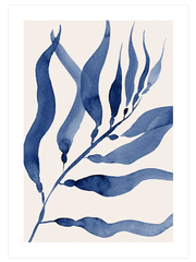 Blue Leaves Poster - Giclée Baskı
