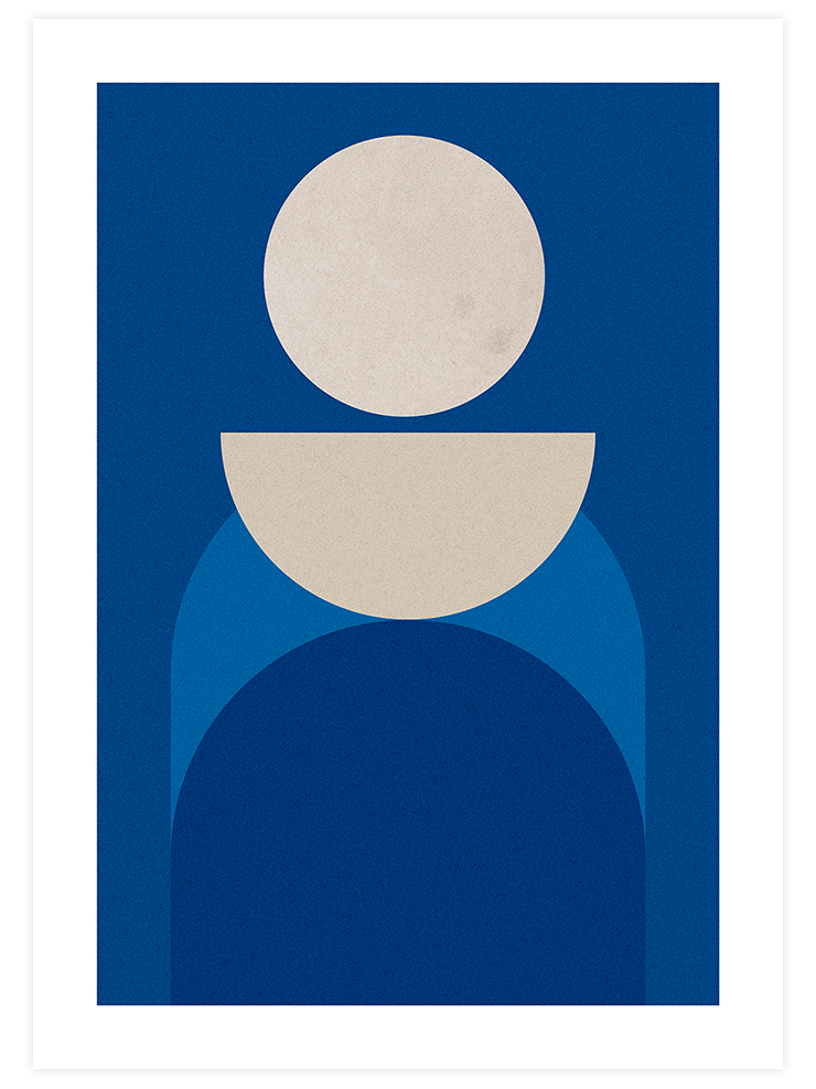 Geometrik Form Mavi N2 - Art Print Sanatsal Poster