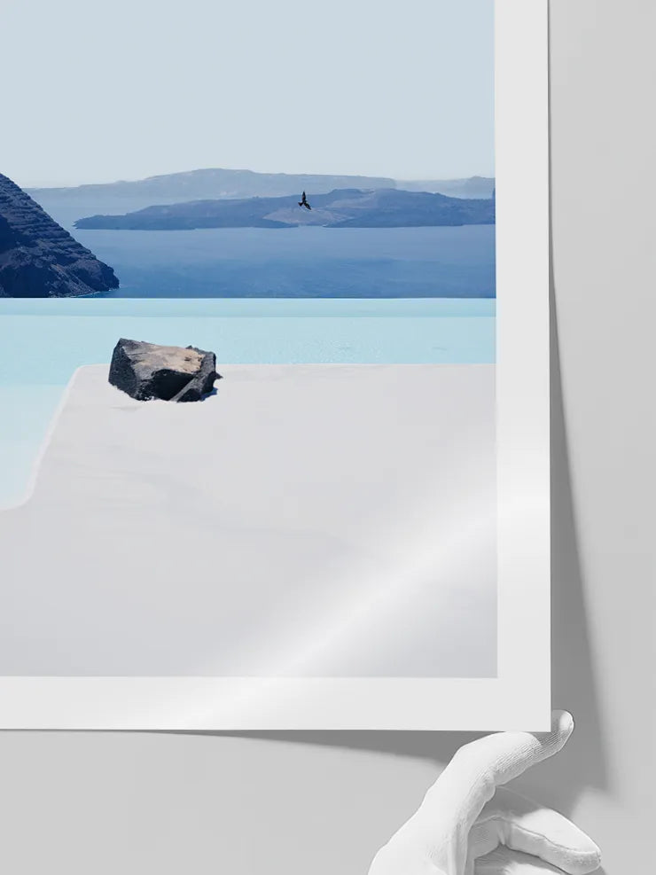 Mavi Akdeniz manzaralı sanat posteri