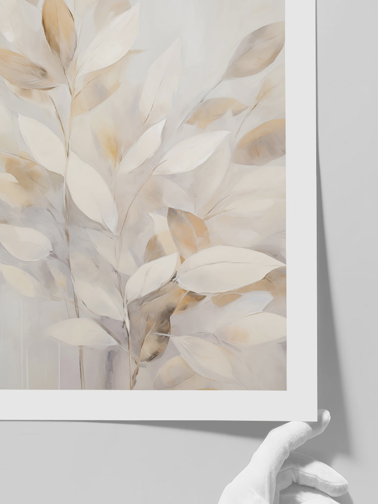Beige Leaves - Art Print Poster