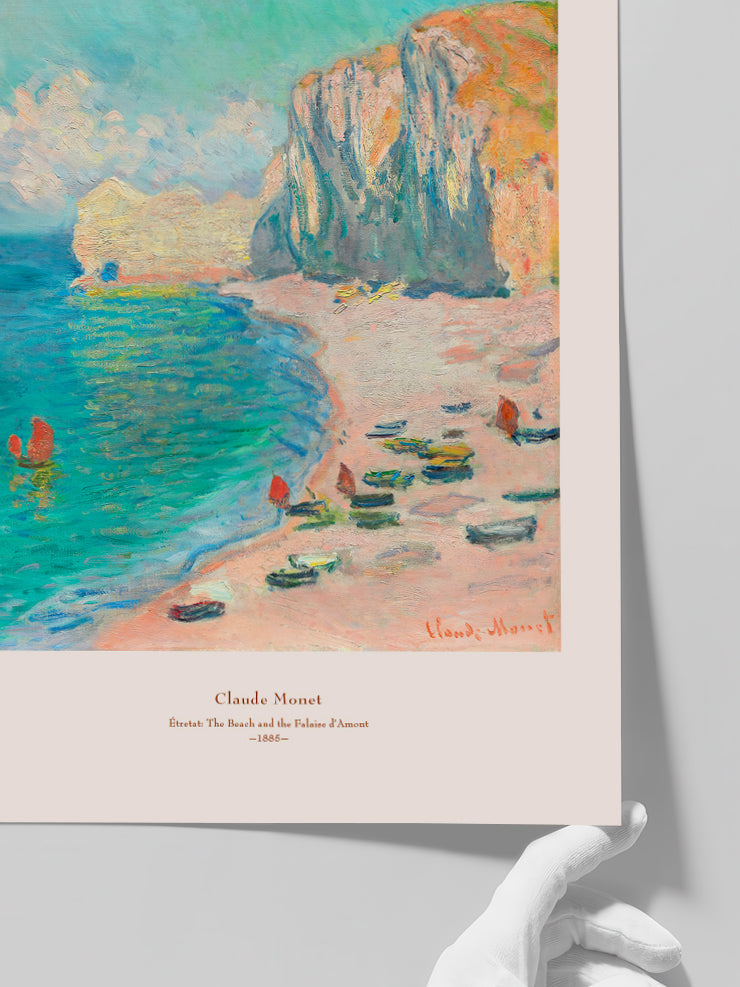 Monet Étretat, the Beach and the Falaise d'Amont - Art Print Poster