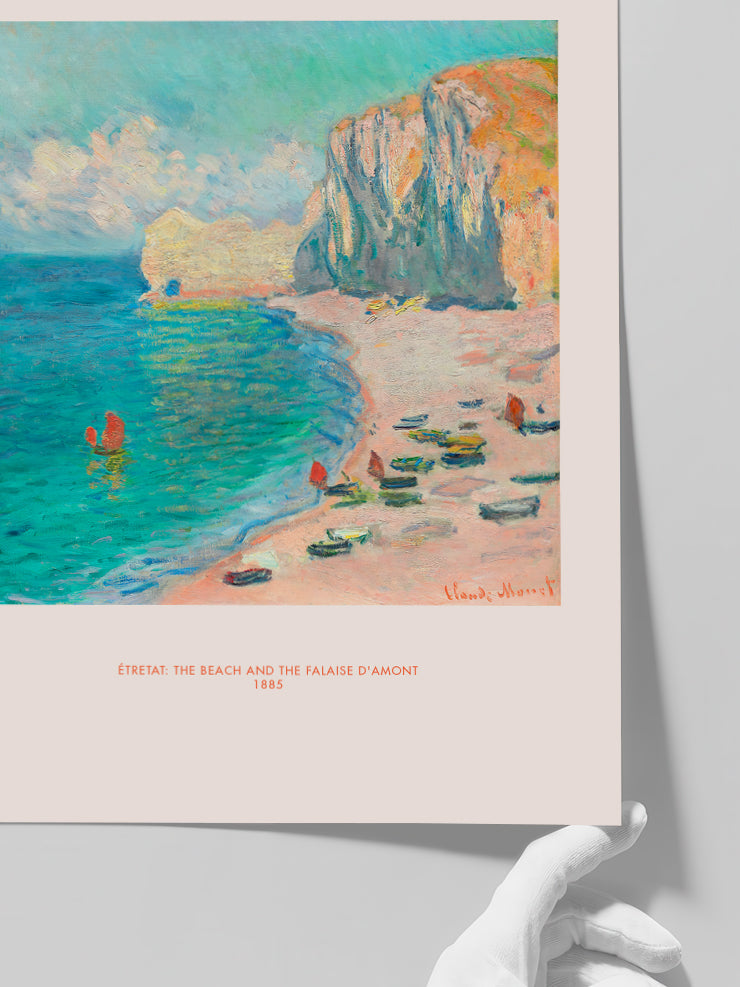 Monet Etretat'taki Amond Plajı Ve Falezi - Art Print Poster