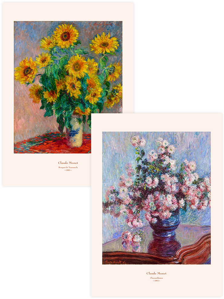 Monet Flowers in Vase - Poster Seti Duo Ünlü Ressamlar Poster
