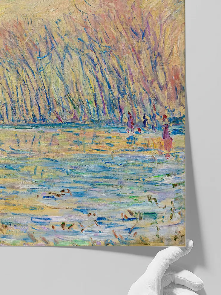 Monet’nin ağaçlarla çevrili donmuş manzarası.