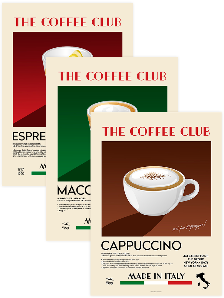 Coffee Lovers - Poster Seti Trio Mutfak Poster