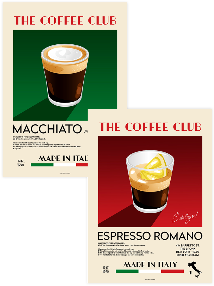 Macchiato & Espresso - Poster Seti Duo Mutfak Poster