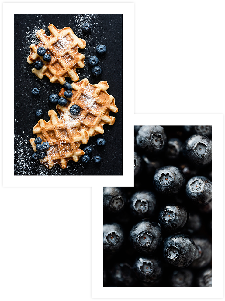 Waffle & Blueberries - Poster Seti Duo Mutfak Poster